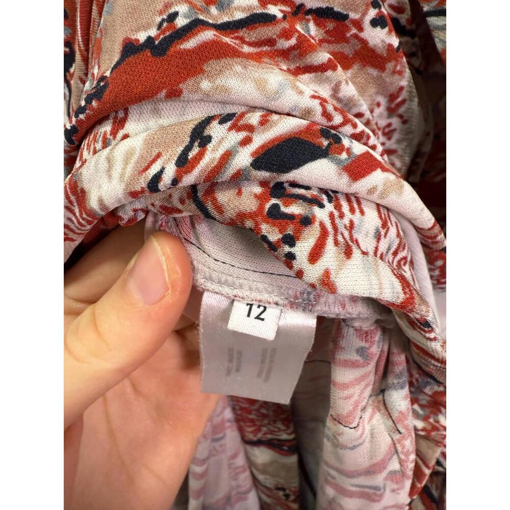 Proenza Schouler Red Beige & White Swirl Print Shirtdress Size 12 - Picture 6 of 6